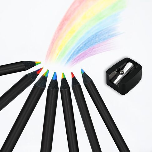 15 قطعة من أقلام الرصاص الخشبية الملونة بألوان قوس قزح، 7 في 1 قلم تغيير الألوان الممتع مع مبراة للرسم والتلوين in Kuwait