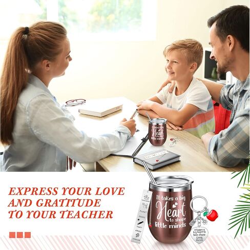 24 Pcs Teacher Appreciation Gift Bulk 12 oz Stainless Steel Tumbler with Straw and Lid Brush Teacher Thank You Gift with Keychains Bookmark for Teacher's Day Graduation Retirement(Rose Gold) in Saudi Arabia