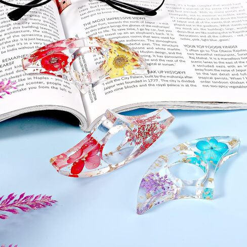 Prasacco 2 Pieces Book Page Holder, Dried Flower Resin Book Holders for Reading Thumb Ring Page Holder Flower Bookmark Reading Accessories for Readers Book Lovers Bookworm Bookmarks (3 PCS Style 2) in Saudi Arabia