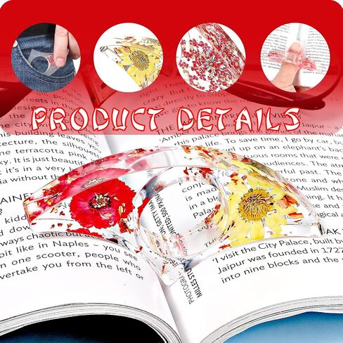 Prasacco 2 Pieces Book Page Holder, Dried Flower Resin Book Holders for Reading Thumb Ring Page Holder Flower Bookmark Reading Accessories for Readers Book Lovers Bookworm Bookmarks (3 PCS Style 2) in Saudi Arabia