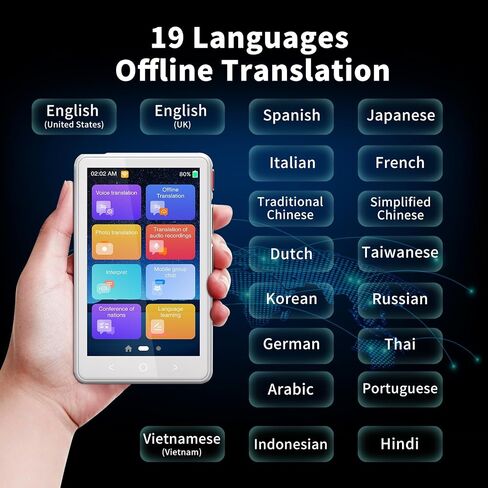 Instant Foreign Language Translator Device Smart Offline Translator Real-time Speech Interactive Voice Translator Travel（White.） in Saudi Arabia