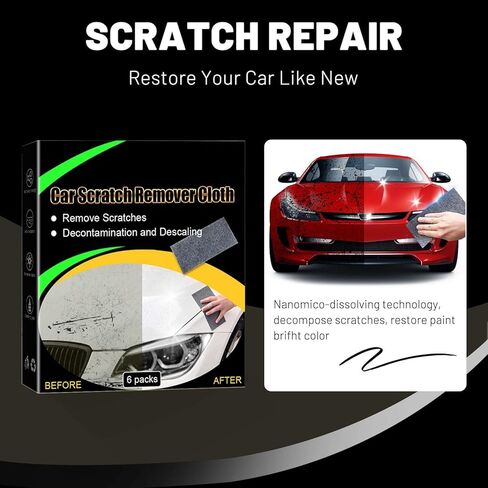 6 قطع من قماش التنظيف نانو سباركل لإزالة خدوش السيارة، 2024 قطعة قماش سحرية لإصلاح خدوش السيارة (صندوق واحد) in Kuwait