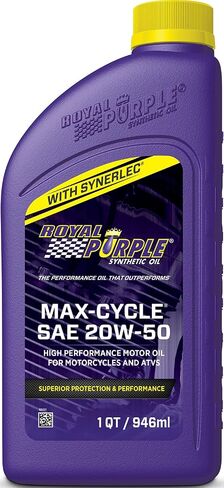 زيت دراجة نارية صناعي عالي الأداء من Royal Purple (06316-6PK Max-Cycle 20W-50 - 1 كوارت، (علبة مكونة من 6 قطع) in Saudi Arabia