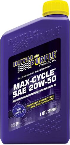 زيت دراجة نارية صناعي عالي الأداء من Royal Purple (06316-6PK Max-Cycle 20W-50 - 1 كوارت، (علبة مكونة من 6 قطع) in Saudi Arabia
