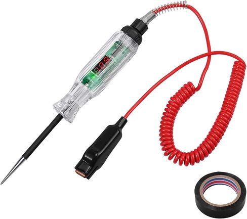 جهاز اختبار دائرة السيارات من CAMWAY، ضوء اختبار الدائرة الرقمية 2.6-32 فولت، شاشة LED، جهاز اختبار جهد دائرة سلك زنبركي ممتد 98 بوصة، جهاز اختبار الجهد الكهربي لدائرة طاقة شاحنة السيارة in Kuwait
