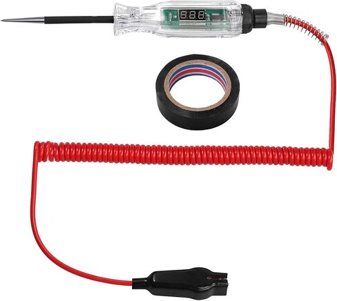 جهاز اختبار دائرة السيارات من CAMWAY، ضوء اختبار الدائرة الرقمية 2.6-32 فولت، شاشة LED، جهاز اختبار جهد دائرة سلك زنبركي ممتد 98 بوصة، جهاز اختبار الجهد الكهربي لدائرة طاقة شاحنة السيارة in Kuwait