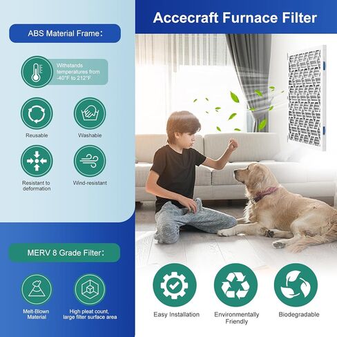 16x25x1 Air Filter MERV 8, Advanced Dust Defense,Cost-effective,1 Reusable ABS Frame + 6 Pack Replaceable, Quality Furnace Filter Media for AC & Furnace Applications（1 Frame+6 Filter） in Kuwait