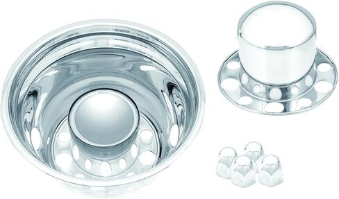 Kaper II SS-2252R-82 Polished Stainless Steel Class 8 Truck Rear Axle Dual Wheel Simulator Set (22.5" X 8.25" 10 X 1.5 Lug, 11.25" Bolt Circle, 2 Hand Hole) in Saudi Arabia