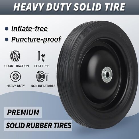 إطار وعجلة مطاطية صلبة مقاس 10 × 1.75 بوصة، فتحة تجويف المحور 1/2 بوصة، محور إزاحة 1.6 بوصة، عبوتان in Kuwait