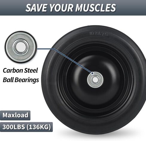 إطار وعجلة مطاطية صلبة مقاس 10 × 1.75 بوصة، فتحة تجويف المحور 1/2 بوصة، محور إزاحة 1.6 بوصة، عبوتان in Kuwait