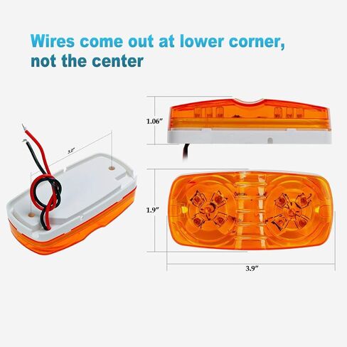 Partsam 14x Red/Amber Double Bullseye led Light Side Marker Clearance Light Smoke Lens, Tiger EyeLED Marker Lights, 4" Rectangular Rectangle LED Light for Truck Trailer RV Camper in Saudi Arabia