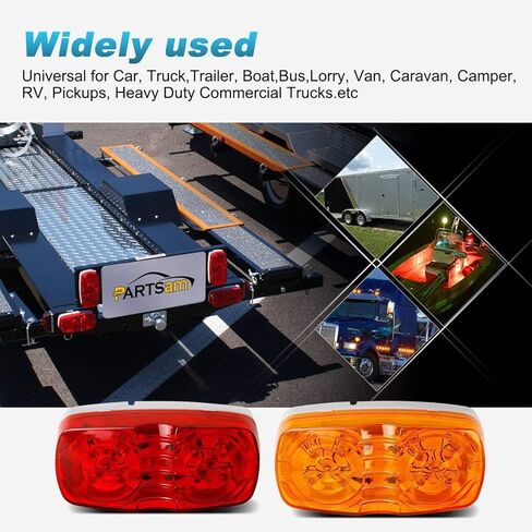 Partsam 14x Red/Amber Double Bullseye led Light Side Marker Clearance Light Smoke Lens, Tiger EyeLED Marker Lights, 4" Rectangular Rectangle LED Light for Truck Trailer RV Camper in Saudi Arabia