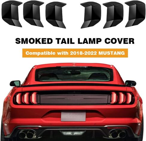 KKoneAuto Tail Light Lamp Covers Compatible with 2018-2022 Mustang, 6Pcs Mustang Taillight Covers Guard Trims Frame Bezels Decoration Accessories, Smoke Black in Saudi Arabia