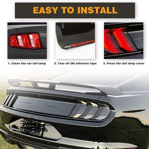 KKoneAuto Tail Light Lamp Covers Compatible with 2018-2022 Mustang, 6Pcs Mustang Taillight Covers Guard Trims Frame Bezels Decoration Accessories, Smoke Black in Saudi Arabia