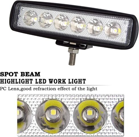 Willpower 2pcs 18W 6 بوصة LED ضوء العمل بقعة شعاع صف واحد LED ضوء بار 12V 24V سوبر سليم الطرق الوعرة القيادة أضواء مصابيح الضباب لشاحنة جرار قارب 4x4 سيارة SUV ATV in Saudi Arabia