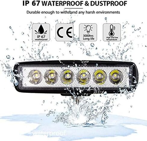 Willpower 2pcs 18W 6 بوصة LED ضوء العمل بقعة شعاع صف واحد LED ضوء بار 12V 24V سوبر سليم الطرق الوعرة القيادة أضواء مصابيح الضباب لشاحنة جرار قارب 4x4 سيارة SUV ATV in Saudi Arabia