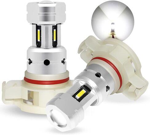 PHINLION 3800 لومن 5201 5202 LED لمبة إضاءة ضباب فائقة السطوع CSP PS19W PS24W 12085 12086 مصابيح ضباب لشاحنة السيارة DRL مصابيح تشغيل نهارية، 6000K زينون أبيض in Kuwait
