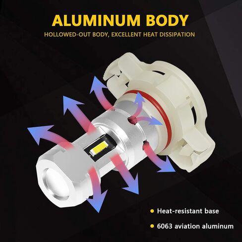 PHINLION 3800 لومن 5201 5202 LED لمبة إضاءة ضباب فائقة السطوع CSP PS19W PS24W 12085 12086 مصابيح ضباب لشاحنة السيارة DRL مصابيح تشغيل نهارية، 6000K زينون أبيض in Kuwait