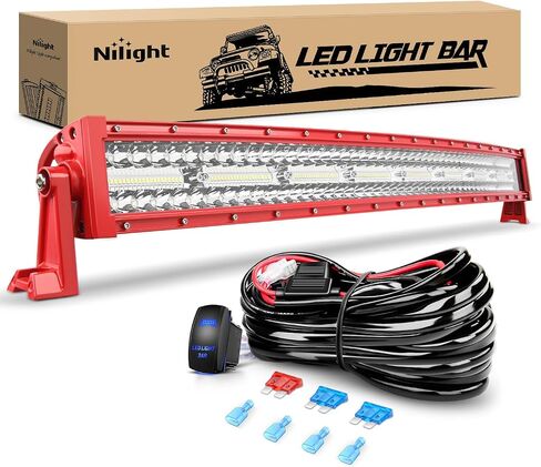 Nilight LED Light Bar 33Inch Triple Row Spot Flood Combo Lights Red Shell with Wiring Harness Kit for Fog Light Driving Light Work Light on Off-Road Truck SUV ATV UTV, 2 Years Warranty in Saudi Arabia