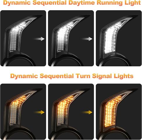 Fits 4Runner 2014-2021 LED DRL Daytime Running Light Front Fog Daytime Running Lamps with Dynamic Sequential Turn Signal Lights Amber/White Light, Black in Kuwait