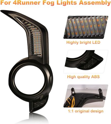 Fits 4Runner 2014-2021 LED DRL Daytime Running Light Front Fog Daytime Running Lamps with Dynamic Sequential Turn Signal Lights Amber/White Light, Black in Kuwait