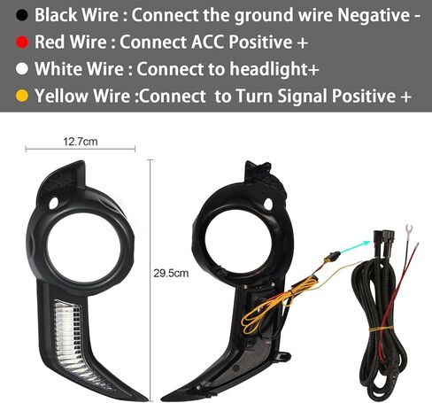 Fits 4Runner 2014-2021 LED DRL Daytime Running Light Front Fog Daytime Running Lamps with Dynamic Sequential Turn Signal Lights Amber/White Light, Black in Kuwait