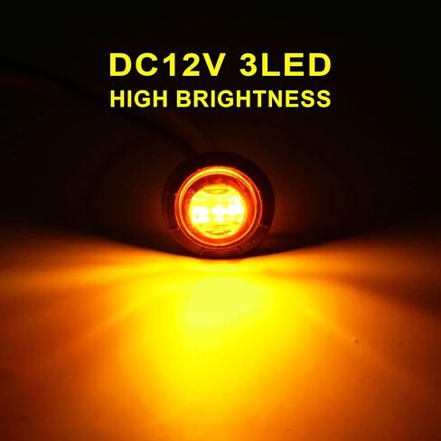 60 حزمة DC12V 3/4 بوصة مصابيح LED صغيرة للمقطورة ضوء التخليص الأمامي الخلفي الجانب ماركر مؤشرات مصباح مقاوم للماء عالمي لشاحنة RV Camper Van Caravan Boat - (العنبر/الأحمر) in Kuwait
