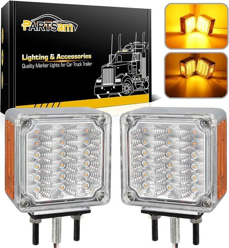 Partsam LED أضواء الركيزة العنبر / العنبر وجه مزدوج 39 LED أضواء إشارة الانعطاف مسمار جبل الحاجز أضواء أضواء علامة جانبية لشاحنة ثقيلة مقطورة Freightliner Peterbilt Kenworth Mack Western Star in Saudi Arabia