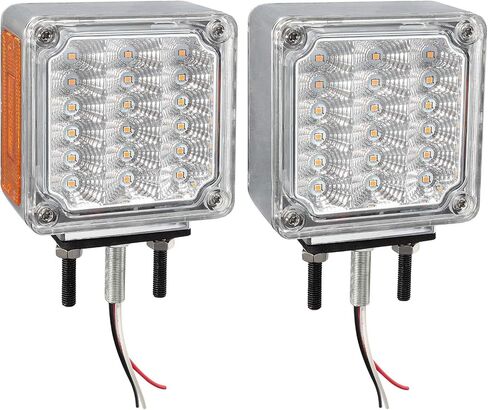 Partsam LED أضواء الركيزة العنبر / العنبر وجه مزدوج 39 LED أضواء إشارة الانعطاف مسمار جبل الحاجز أضواء أضواء علامة جانبية لشاحنة ثقيلة مقطورة Freightliner Peterbilt Kenworth Mack Western Star in Saudi Arabia