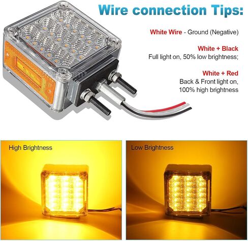 Partsam LED أضواء الركيزة العنبر / العنبر وجه مزدوج 39 LED أضواء إشارة الانعطاف مسمار جبل الحاجز أضواء أضواء علامة جانبية لشاحنة ثقيلة مقطورة Freightliner Peterbilt Kenworth Mack Western Star in Saudi Arabia