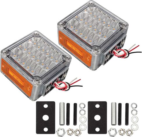 Partsam LED أضواء الركيزة العنبر / العنبر وجه مزدوج 39 LED أضواء إشارة الانعطاف مسمار جبل الحاجز أضواء أضواء علامة جانبية لشاحنة ثقيلة مقطورة Freightliner Peterbilt Kenworth Mack Western Star in Saudi Arabia