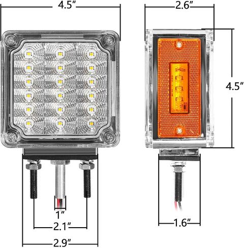 Partsam LED أضواء الركيزة العنبر / العنبر وجه مزدوج 39 LED أضواء إشارة الانعطاف مسمار جبل الحاجز أضواء أضواء علامة جانبية لشاحنة ثقيلة مقطورة Freightliner Peterbilt Kenworth Mack Western Star in Saudi Arabia