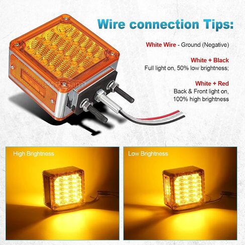 Partsam LED أضواء الركيزة العنبر / العنبر وجه مزدوج 39 LED أضواء إشارة الانعطاف مسمار جبل الحاجز أضواء أضواء علامة جانبية لشاحنة ثقيلة مقطورة Freightliner Peterbilt Kenworth Mack Western Star in Saudi Arabia