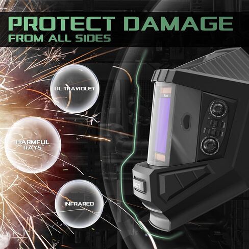 1/1/1/1 Large Viewing Auto Darkening Welding Helmet True Color Solar Powered Weld Hood Wide Shade 4/8.5-12.5 for TIG MIG Arc LYG 850BS in Saudi Arabia