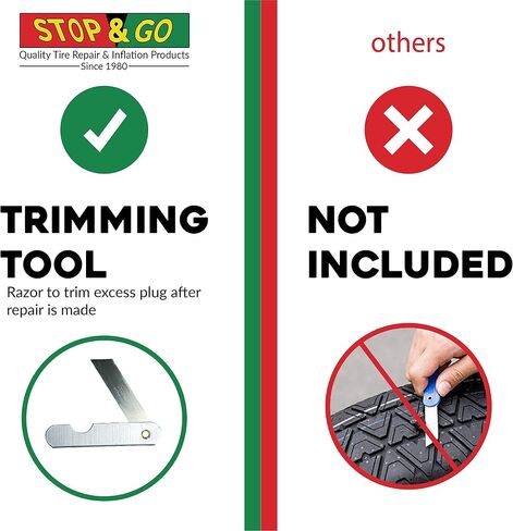 Stop & Go 1020 مجموعة إصلاح الإطارات المكونة من 25 قطعة بدون أنبوب على شكل حرف T للثقوب أو الشقق في السيارة والدراجة النارية وATV وجيب والشاحنة والجرار (20 قابس) in Kuwait
