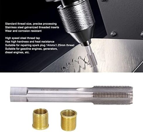 أدوات إصلاح خيط قابس الإشعال، إدراج خيط M14x1.25 + طقم صنبور M16x1.25 أدوات إصلاح فتحة خيط اعة معدنية طقم ملولب لإصلاح مولدات محرك البنزين للسيارات in Kuwait