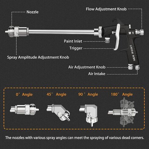 100cm Extension Long Pole Spray Angle Air Spray Gun - Pressure Feed Paint Gun High Efficiency for House Automotive Painting (Nozzle Size 1.8mm, 180 Rotatable) in Saudi Arabia