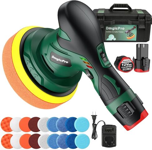 أداة تلميع عازلة السيارة اللاسلكية، مجموعة تلميع عازلة لاسلكية محمولة مع قطعتين بطارية قابلة لإعادة الشحن بقدرة 2600 مللي أمبير في الساعة، 20 قطعة إضافية مع صندوق أدوات مقاوم للماء، 6 سرعات متغيرة تستخدم لتفاصيل السيارة in Kuwait