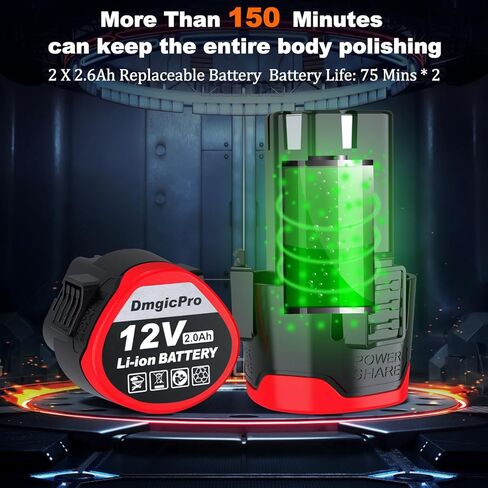 أداة تلميع عازلة السيارة اللاسلكية، مجموعة تلميع عازلة لاسلكية محمولة مع قطعتين بطارية قابلة لإعادة الشحن بقدرة 2600 مللي أمبير في الساعة، 20 قطعة إضافية مع صندوق أدوات مقاوم للماء، 6 سرعات متغيرة تستخدم لتفاصيل السيارة in Kuwait