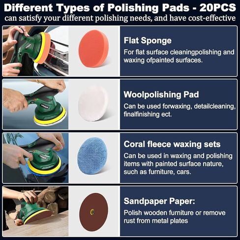 أداة تلميع عازلة السيارة اللاسلكية، مجموعة تلميع عازلة لاسلكية محمولة مع قطعتين بطارية قابلة لإعادة الشحن بقدرة 2600 مللي أمبير في الساعة، 20 قطعة إضافية مع صندوق أدوات مقاوم للماء، 6 سرعات متغيرة تستخدم لتفاصيل السيارة in Kuwait
