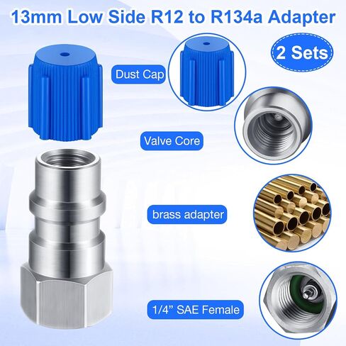 طقم محول تركيب التحديثي R12 إلى R134A، طقم محول تحويل R12 R22 إلى R134A مع أداة إزالة أساسية وأساسية لنظام تبريد مكيف الهواء (ذهبي) in Saudi Arabia