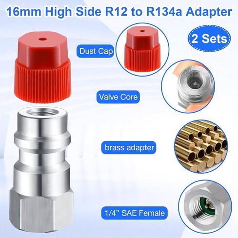طقم محول تركيب التحديثي R12 إلى R134A، طقم محول تحويل R12 R22 إلى R134A مع أداة إزالة أساسية وأساسية لنظام تبريد مكيف الهواء (ذهبي) in Saudi Arabia
