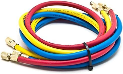 Biltek HVAC R12 R22 R502 A/C Diagnostic Manifold Gauge Kit w/ 3 Color 60" Charging Hose (NPTC-560G-1M) in Saudi Arabia