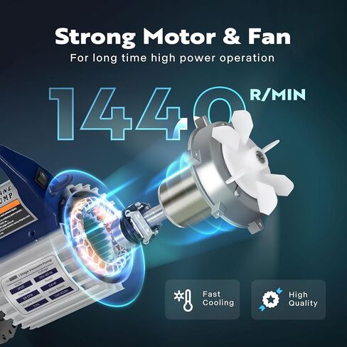 VIVOHOME 3.5 CFM 1/4 HP مضخة تفريغ HVAC أحادية المرحلة لأنظمة R12 R22 R134a R410a، مضخة تفريغ تيار متردد تلقائية لصيانة تبريد مكيف الهواء مع زجاجة زيت in Saudi Arabia