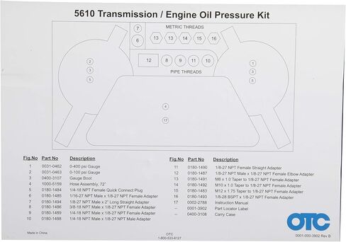 أدوات OTC 5610 جهاز اختبار ضغط الزيت Trans-Eng in Saudi Arabia
