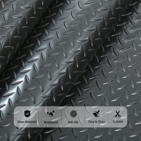 7.5 x 20 FT,2.4 mm Thickness Garage Mats for Floor,PVC Anti-Slip Garage & Shop Floor & Parking mats,Garage Floor Mat for Workshop,Gym,Golf Cart Parking or Trailers,Garage Flooring Roll - Grey in Saudi Arabia