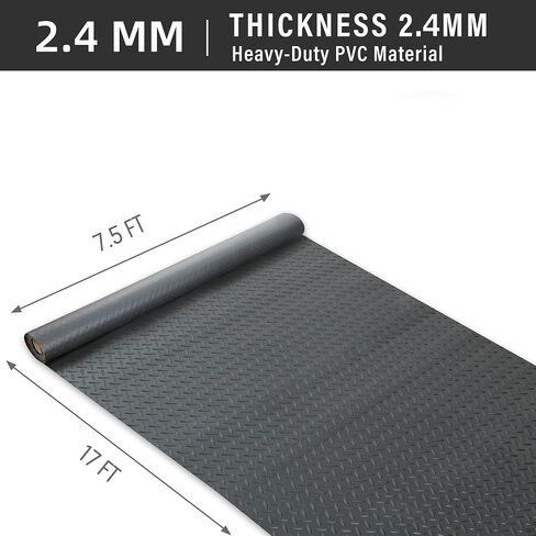 7.5 x 20 FT,2.4 mm Thickness Garage Mats for Floor,PVC Anti-Slip Garage & Shop Floor & Parking mats,Garage Floor Mat for Workshop,Gym,Golf Cart Parking or Trailers,Garage Flooring Roll - Grey in Saudi Arabia