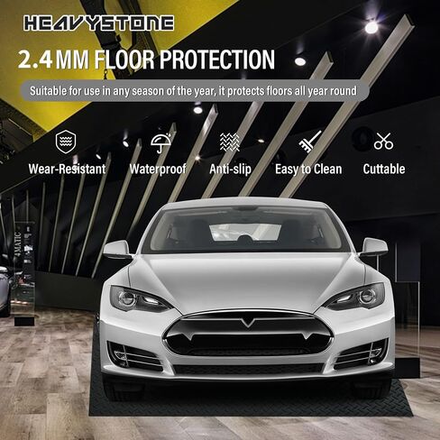 7.5 x 20 FT,2.4 mm Thickness Garage Mats for Floor,PVC Anti-Slip Garage & Shop Floor & Parking mats,Garage Floor Mat for Workshop,Gym,Golf Cart Parking or Trailers,Garage Flooring Roll - Grey in Saudi Arabia