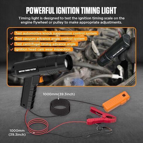 Timing Light 12V Engine Timing Light Automotive Strong Flash Timing Lights Inductive Ignition Timing Light Gun for 2&4 Stroke Petrol Engine for Car Motorcycle with Reverse Polarity&Overload Protection in Saudi Arabia