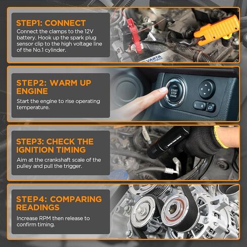 Timing Light 12V Engine Timing Light Automotive Strong Flash Timing Lights Inductive Ignition Timing Light Gun for 2&4 Stroke Petrol Engine for Car Motorcycle with Reverse Polarity&Overload Protection in Saudi Arabia
